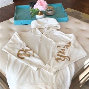Large Victoria’s Secret Pink hoodie w/gold sequins